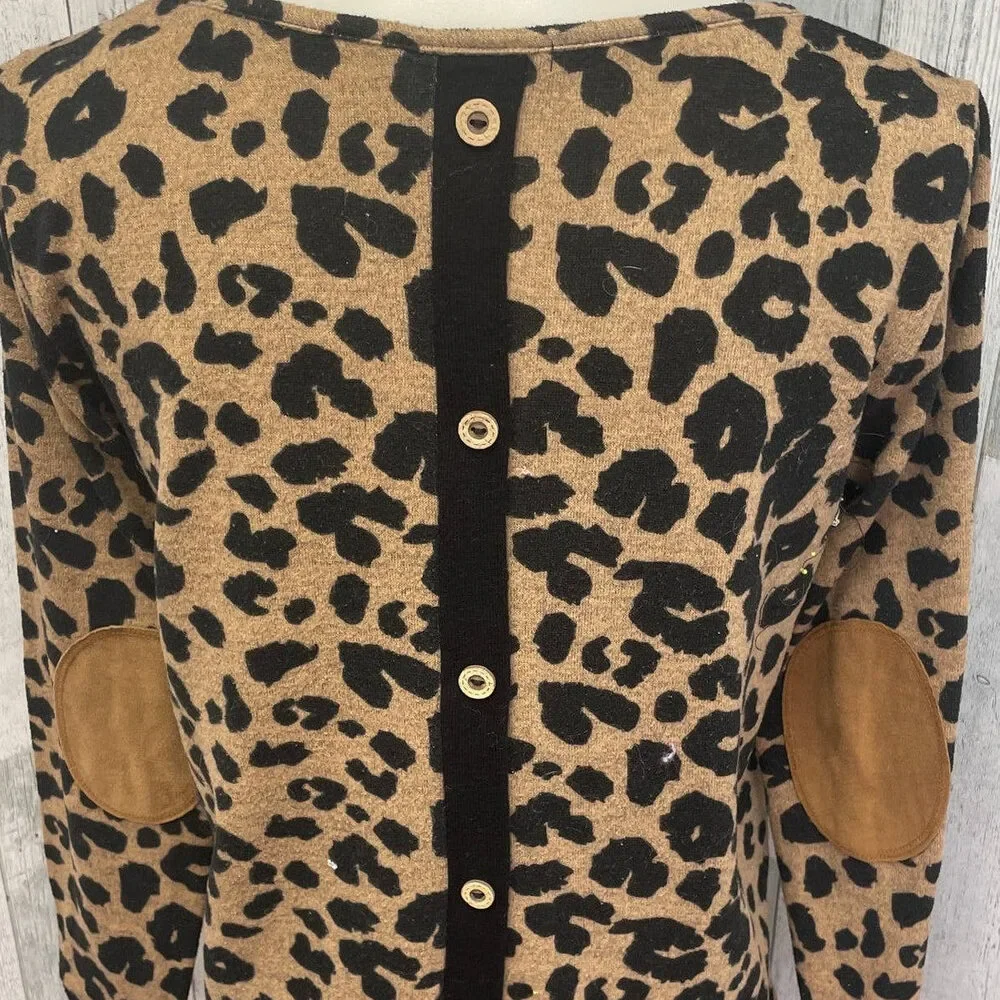 Pink Clover Womens Small Polyester Blend Leopard Spot Animal Print Sweater